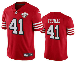 Men's San Francisco 49ers #41 Ambry Thomas Red 75th 2021 Color Rush Vapor Untouchable Limited Jersey