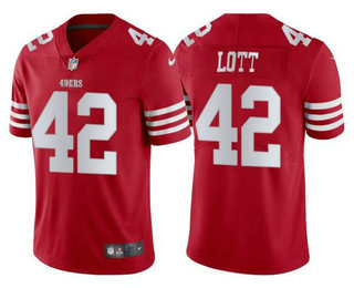 Men's San Francisco 49ers #42 Ronnie Lott 2022 New Red Vapor Untouchable Limited Stitched Jersey