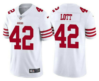 Men's San Francisco 49ers #42 Ronnie Lott 2022 New White Vapor Untouchable Limited Stitched Jersey