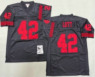 Men's San Francisco 49ers #42 Ronnie Lott Black 1989 Throwback Jersey