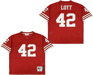 Men's San Francisco 49ers #42 Ronnie Lott Red Throwback Jersey