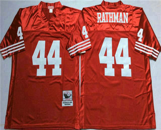 Men's San Francisco 49ers #44 Tom Rathman Red Mitchell & Ness Throwback Vintage Football Jersey