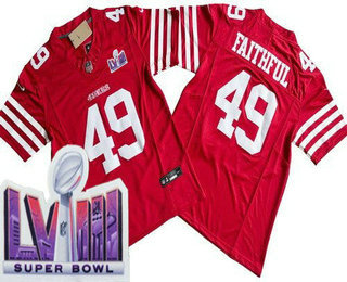 Men's San Francisco 49ers #49 Faithful Limited Red FUSE LVIII Super Bowl Vapor Jersey