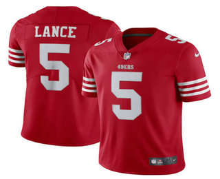 Men's San Francisco 49ers #5 Trey Lance 2022 New Red Vapor Untouchable Vapor Untouchable Limited Stitched Jersey