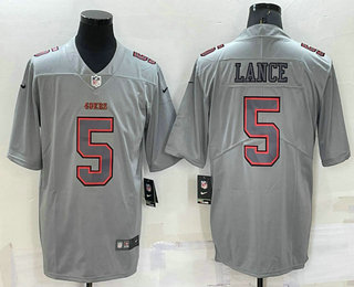 Men's San Francisco 49ers #5 Trey Lance Grey Atmosphere Fashion Vapor Untouchable Stitched Limited Jersey