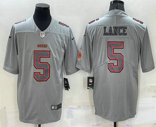 Men's San Francisco 49ers #5 Trey Lance LOGO Grey Atmosphere Fashion Vapor Untouchable Stitched Limited Jersey