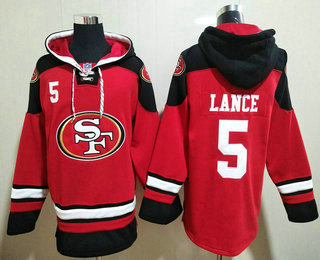 Men's San Francisco 49ers #5 Trey Lance Red Team Color 2014 NFL Hoodie