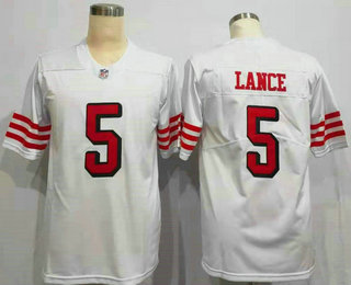 Men's San Francisco 49ers #5 Trey Lance White New 2021 Color Rush Vapor Untouchable Limited Jersey