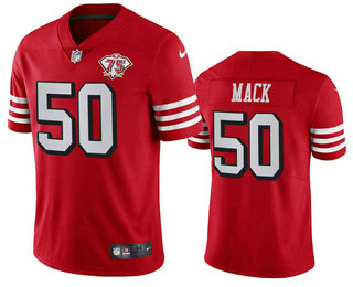 Men's San Francisco 49ers #50 Alex Mack Red 75th 2021 Color Rush Vapor Untouchable Limited Jersey