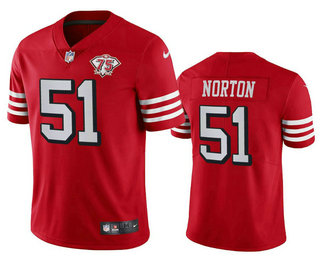 Men's San Francisco 49ers #51 Ken Norton Red 75th 2021 Color Rush Vapor Untouchable Limited Jersey