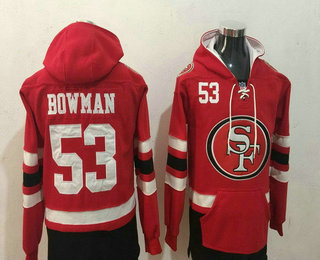 Men's San Francisco 49ers #53 NaVorro Bowman NEW Red Pocket Stitched NFL Pullover Hoodie