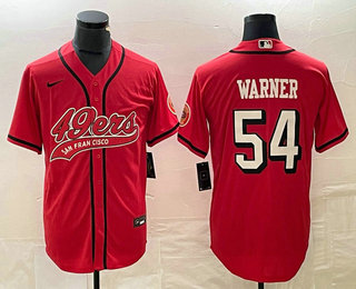 Men's San Francisco 49ers #54 Bobby Wagner Red Color Rush With Patch Cool Base Stitched Baseball Jersey