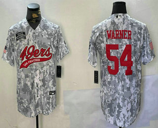 Men's San Francisco 49ers #54 Fred Warner Arctic Camo 2024 Salute to Service Stitched Baseball Jersey