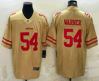 Men's San Francisco 49ers #54 Fred Warner Gold NEW 2022 Inverted Legend Stitched NFL Nike Limited Jersey