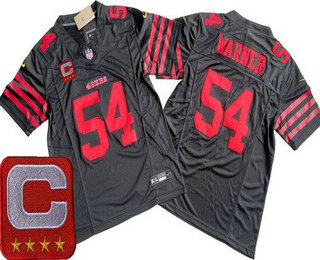 Men's San Francisco 49ers #54 Fred Warner Limited Black C Patch FUSE Vapor Jersey