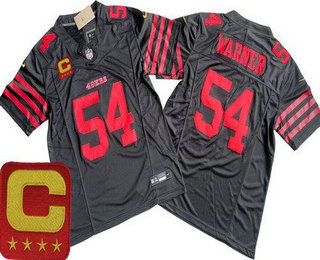 Men's San Francisco 49ers #54 Fred Warner Limited Black C Patch FUSE Vapor Jersey