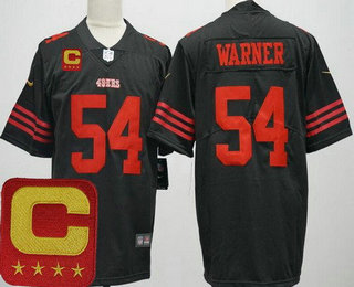 Men's San Francisco 49ers #54 Fred Warner Limited Black C Patch Vapor Jersey