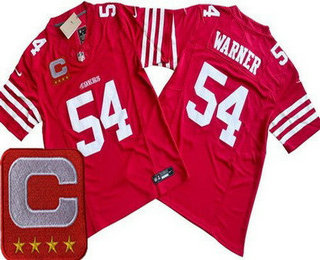 Men's San Francisco 49ers #54 Fred Warner Limited Red C Patch FUSE Vapor Jersey