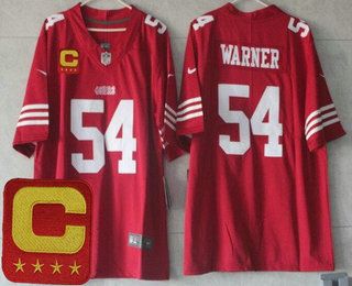 Men's San Francisco 49ers #54 Fred Warner Limited Red C Patch Vapor Jersey