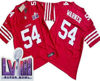 Men's San Francisco 49ers #54 Fred Warner Limited Red FUSE LVIII Super Bowl Vapor Jersey