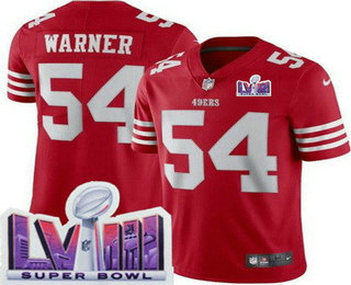 Men's San Francisco 49ers #54 Fred Warner Limited Red LVIII Super Bowl Vapor Jersey