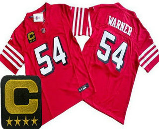 Men's San Francisco 49ers #54 Fred Warner Limited Red Throwback C Patch FUSE Vapor Jersey