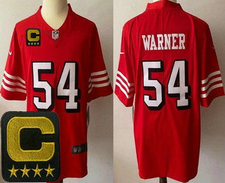 Men's San Francisco 49ers #54 Fred Warner Limited Red Throwback C Patch Vapor Jersey