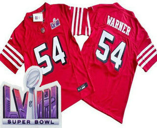 Men's San Francisco 49ers #54 Fred Warner Limited Red Throwback FUSE LVIII Super Bowl Vapor Jersey