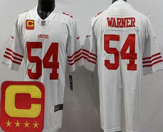 Men's San Francisco 49ers #54 Fred Warner Limited White C Patch Vapor Jersey