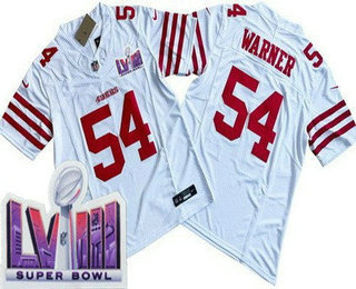 Men's San Francisco 49ers #54 Fred Warner Limited White FUSE LVIII Super Bowl Vapor Jersey