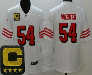 Men's San Francisco 49ers #54 Fred Warner Limited White Throwback C Patch Vapor Jersey