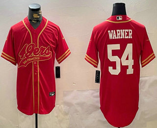 Men's San Francisco 49ers #54 Fred Warner Red 2024 Cool Base Stitched Baseball Jersey