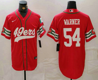 Men's San Francisco 49ers #54 Fred Warner Red Mexico Cool Base Stitched Baseball Jersey