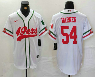 Men's San Francisco 49ers #54 Fred Warner White Mexico Cool Base Stitched Baseball Jersey