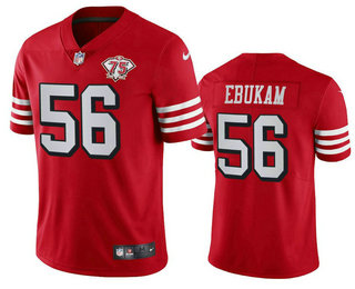 Men's San Francisco 49ers #56 Samson Ebukam Red 75th 2021 Color Rush Vapor Untouchable Limited Jersey