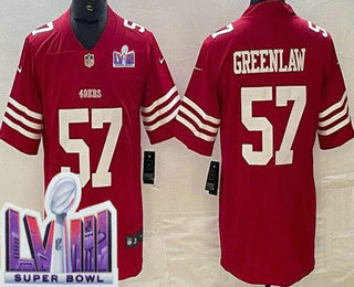 Men's San Francisco 49ers #57 Dre Greenlaw Limited Red LVIII Super Bowl Vapor Jersey