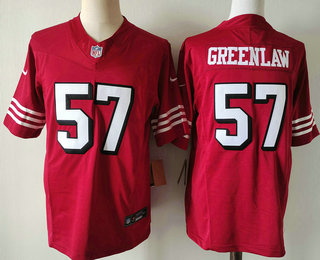 Men's San Francisco 49ers #57 Dre Greenlaw Red FUSE Vapor Limited Throwback Stitched Jersey