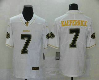 Men's San Francisco 49ers #7 Colin Kaepernick White 100th Season Golden Edition Jersey