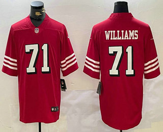 Men's San Francisco 49ers #71 Trent Williams Red 2023 Color Rush Vapor Limited Jersey