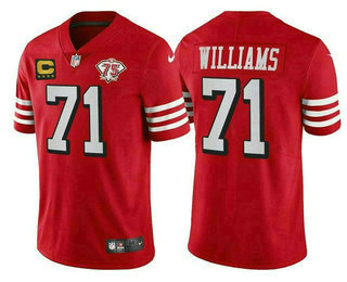 Men's San Francisco 49ers #71 Trent Williams Red 75th Anniversary With C Patch Vapor Untouchable Limited Stitched Football Jersey