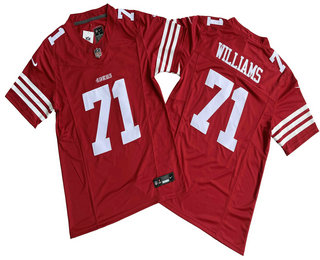 Men's San Francisco 49ers #71 Trent Williams Red Vapor FUSE Limited Stitched Jersey