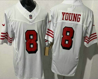 Men's San Francisco 49ers #8 Steve Young Limited White Throwback FUSE Jersey