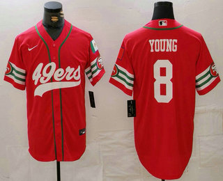 Men's San Francisco 49ers #8 Steve Young Red Mexico Cool Base Stitched Baseball Jersey