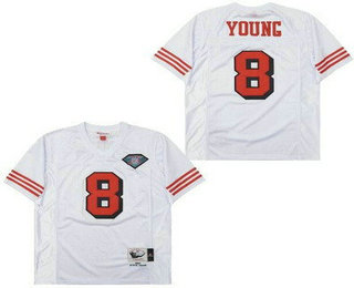 Men's San Francisco 49ers #8 Steve Young White 75th 1994 Throwback Jersey