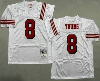 Men's San Francisco 49ers #8 Steve Young White Alternate 1994 Throwback Jersey