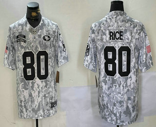 Men's San Francisco 49ers #80 Jerry Rice Arctic Camo 2024 FUSE Salute to Service Limited Stitched Jersey