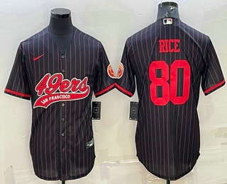 Men's San Francisco 49ers #80 Jerry Rice Black With Patch Cool Base Stitched Baseball Jersey