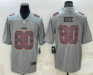 Men's San Francisco 49ers #80 Jerry Rice Grey Atmosphere Fashion 2022 Vapor Untouchable Stitched Limited Jersey