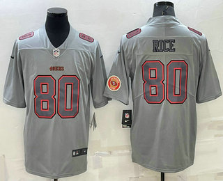 Men's San Francisco 49ers #80 Jerry Rice LOGO Grey Atmosphere Fashion 2022 Vapor Untouchable Stitched Limited Jersey