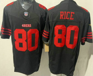 Men's San Francisco 49ers #80 Jerry Rice Limited Black FUSE Vapor Jersey